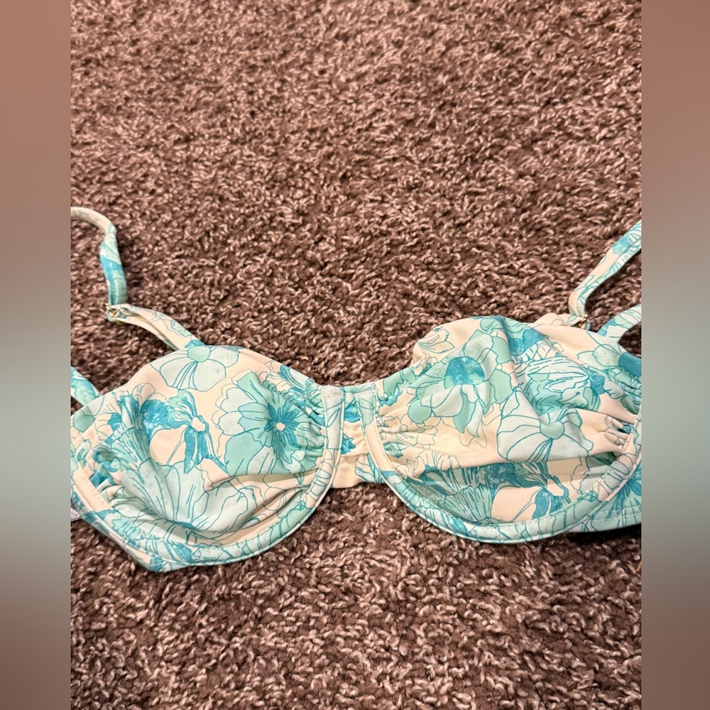 🍒Shade & Shore Blue Floral Bikini Top